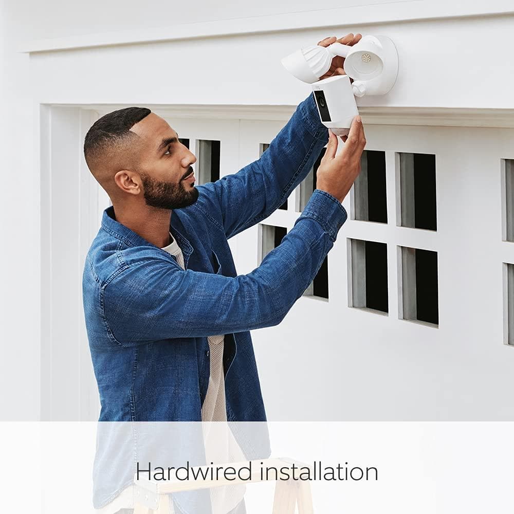 Buy Ring,Ring Floodlight Cam Wired Plus, 1080p HD Video, motion-activated LED floodlights, built-in siren, hardwired installation, White - Gadcet.com | UK | London | Scotland | Wales| Ireland | Near Me | Cheap | Pay In 3 | Security Monitors & Recorders